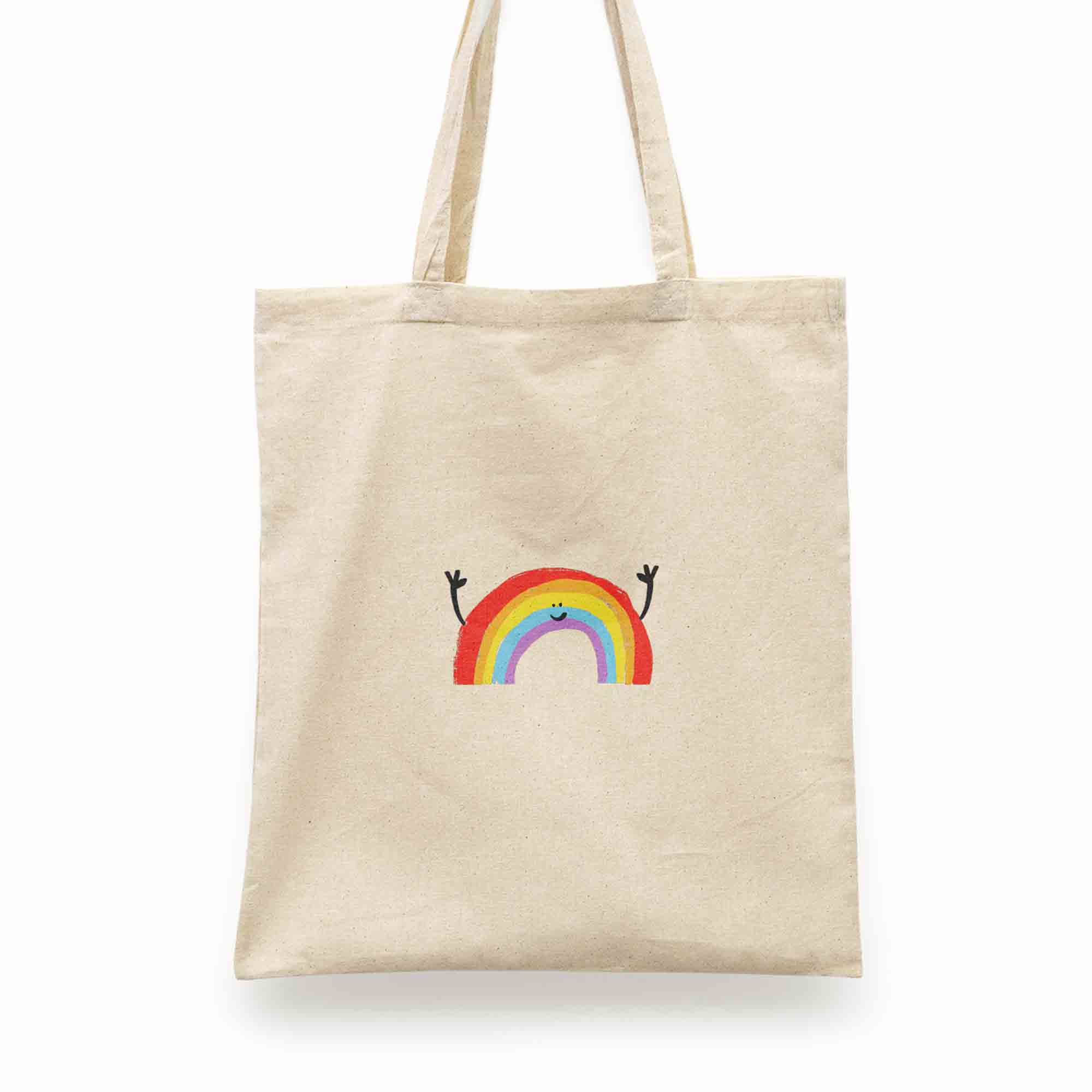 Happy Rainbow Canvas Tote Bag - Eco - Friendly Shopping Bag - Richard Darani