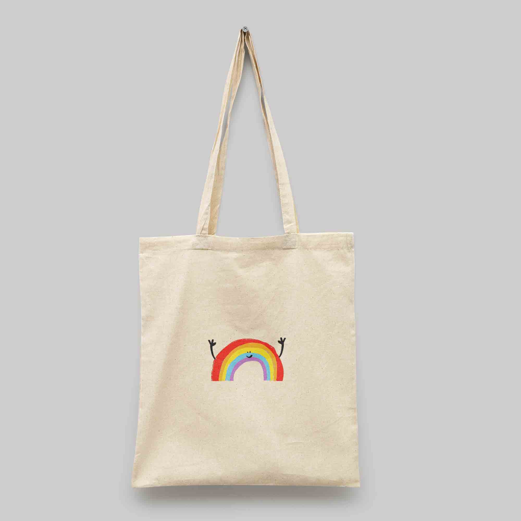 Happy Rainbow Canvas Tote Bag - Eco - Friendly Shopping Bag - Richard Darani