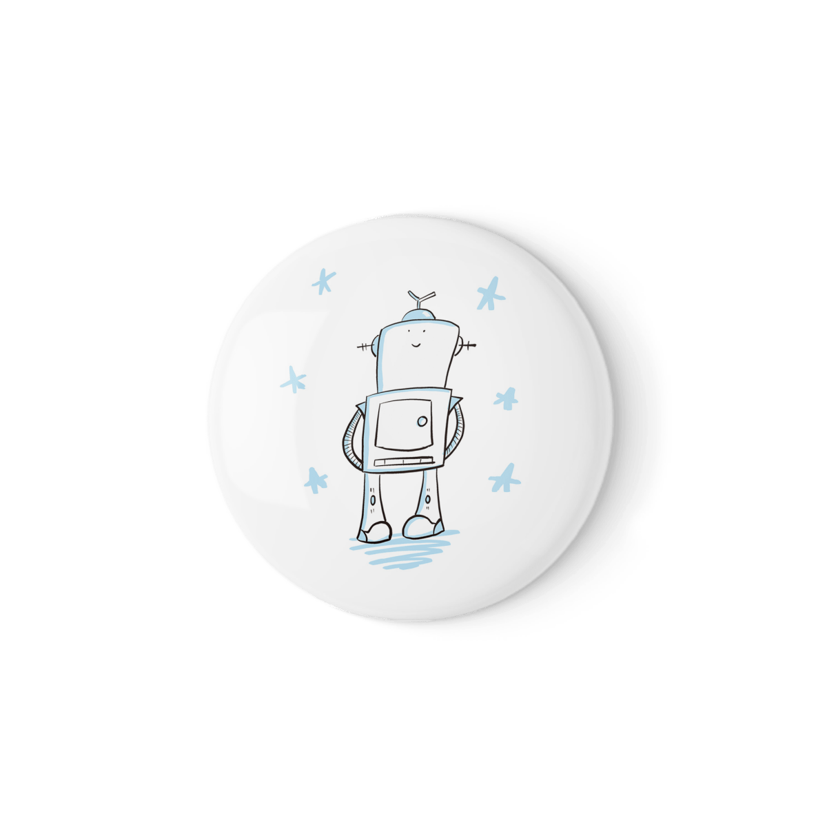 Happy Robot – Cute Robot Badge or Magnet (38mm or 58mm)