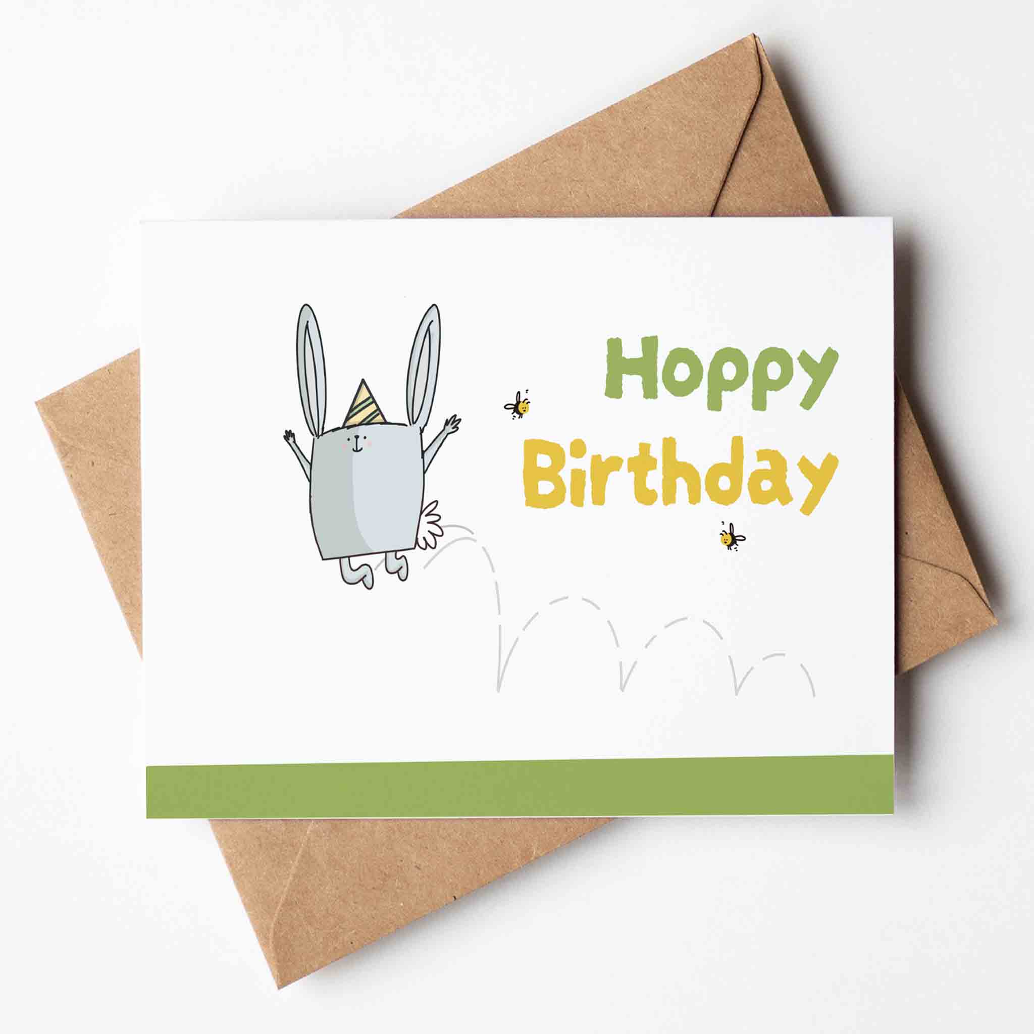 Have A Hoppy Birthday Bunny Greeting Card - Richard Darani