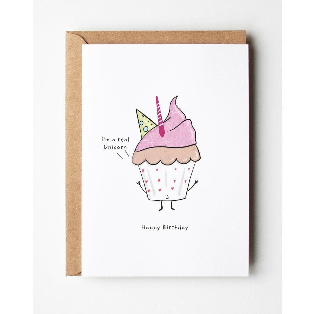 I’m a Real Unicorn - Funny Cupcake Birthday Card - Richard DaraniGreeting & Note Cards