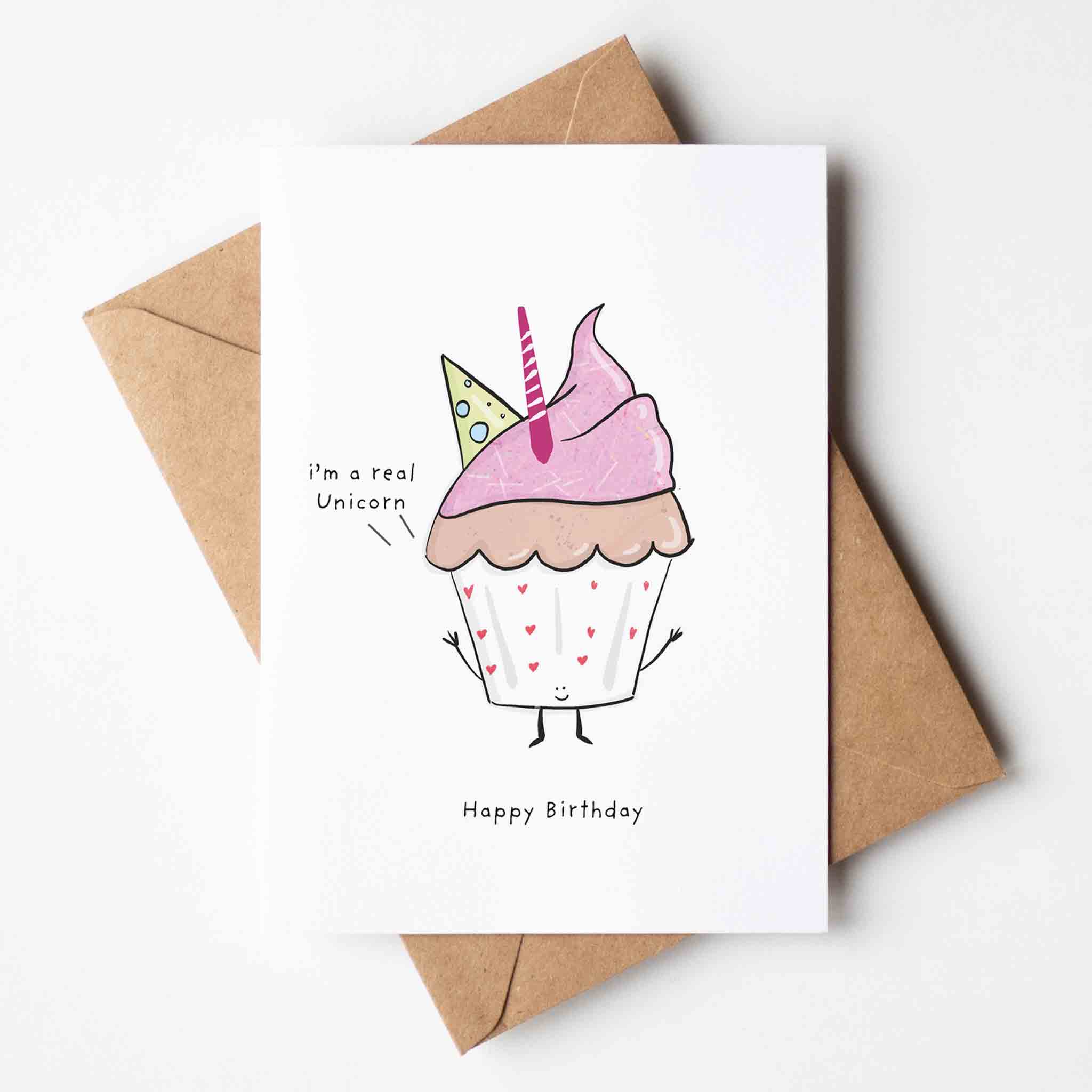 I’m a Real Unicorn - Funny Cupcake Birthday Card - Richard DaraniGreeting & Note Cards