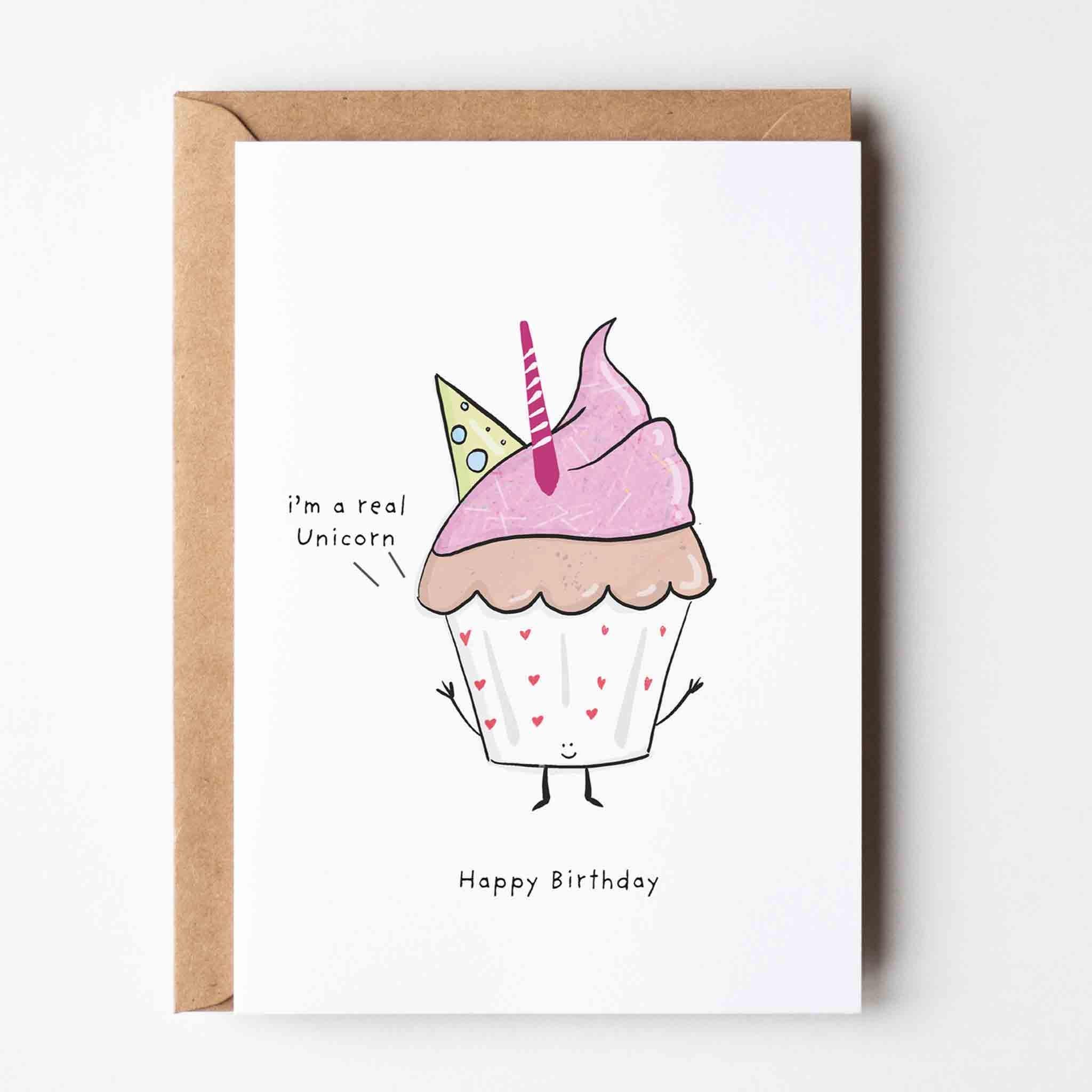 Magical Unicorn Cupcake Birthday Card
