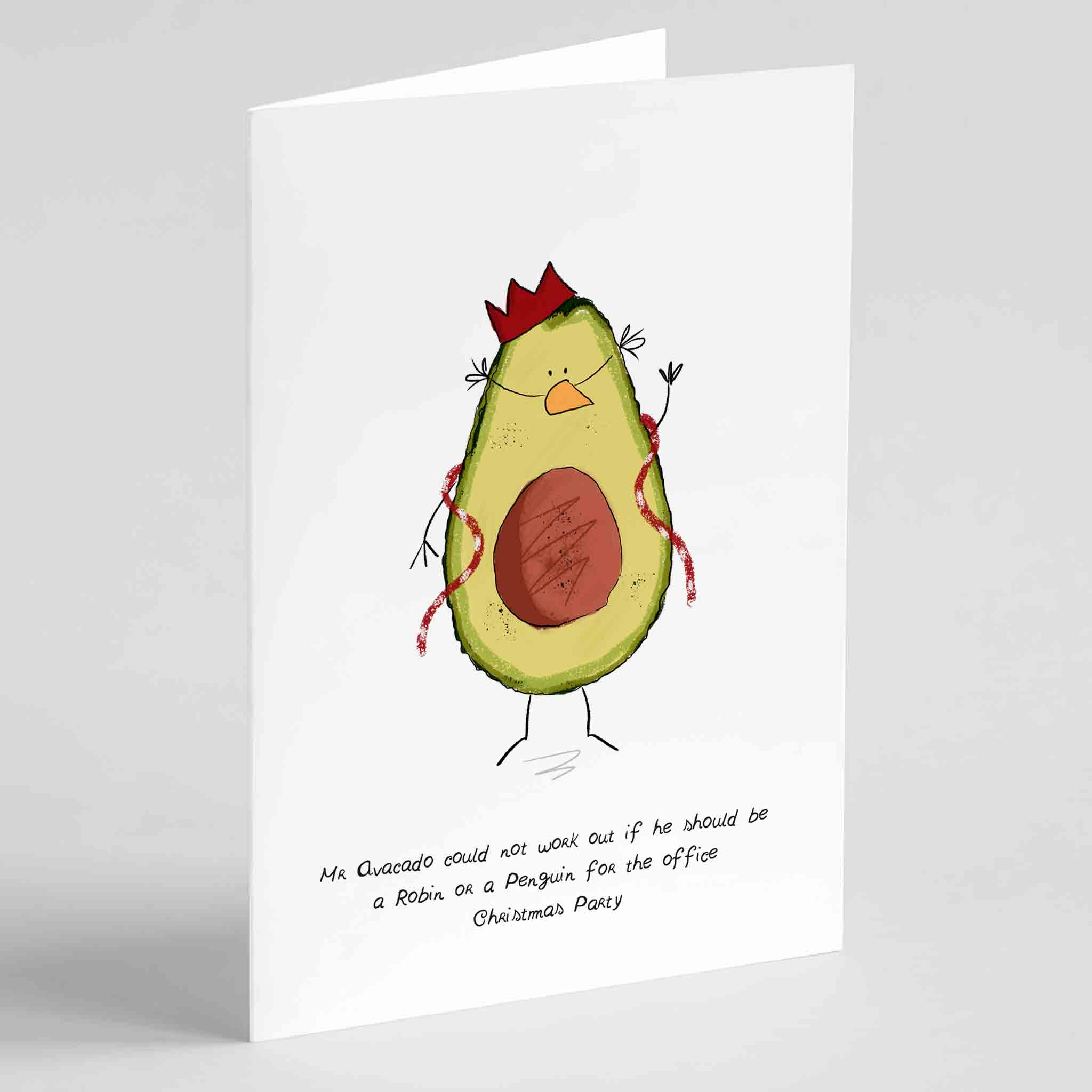 Mr. Avocado Office Christmas Party Greeting Card - Richard Darani