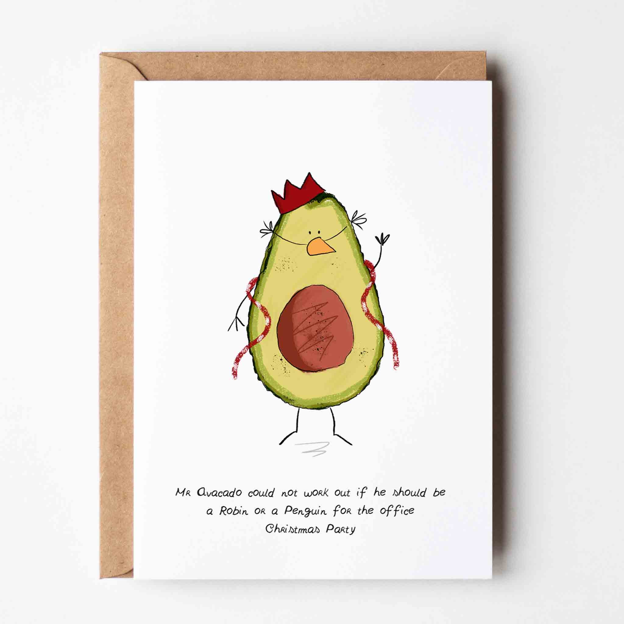 Mr. Avocado Office Christmas Party Greeting Card - Richard Darani