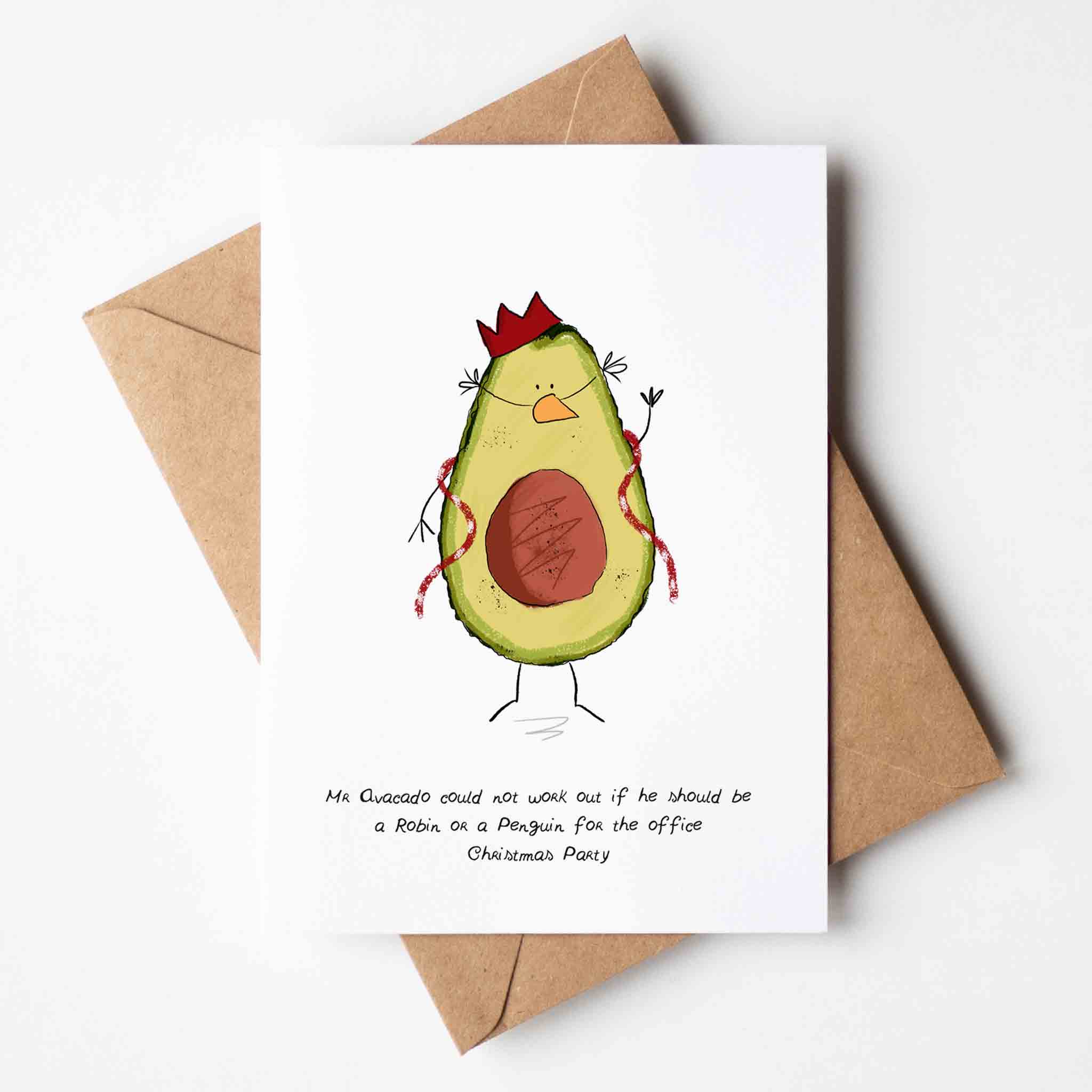 Mr. Avocado Office Christmas Party Greeting Card - Richard DaraniGreeting & Note Cards