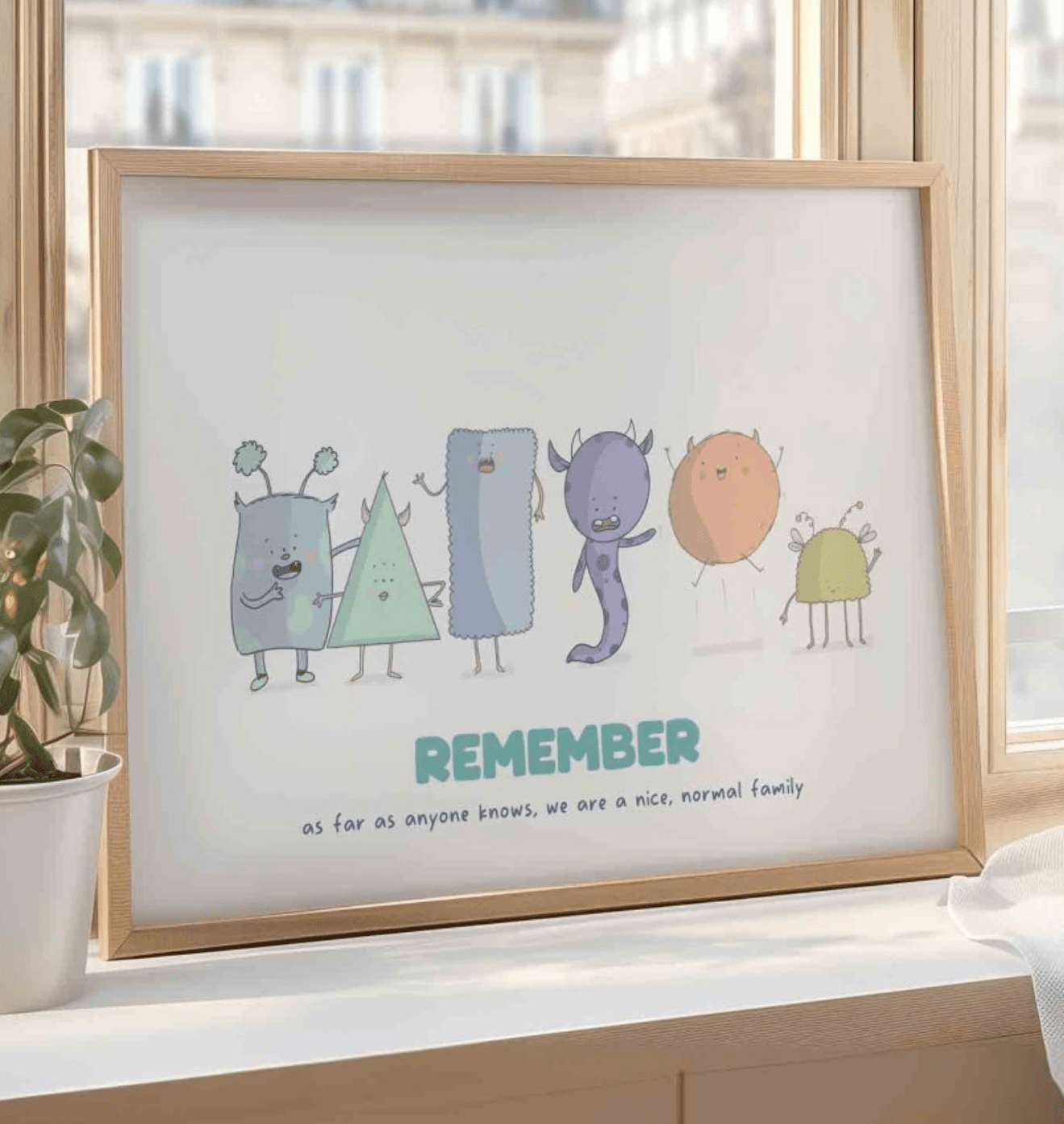 personalised-we-are-a-nice-and-normal-family-art-print — art print kawaii (view 2)