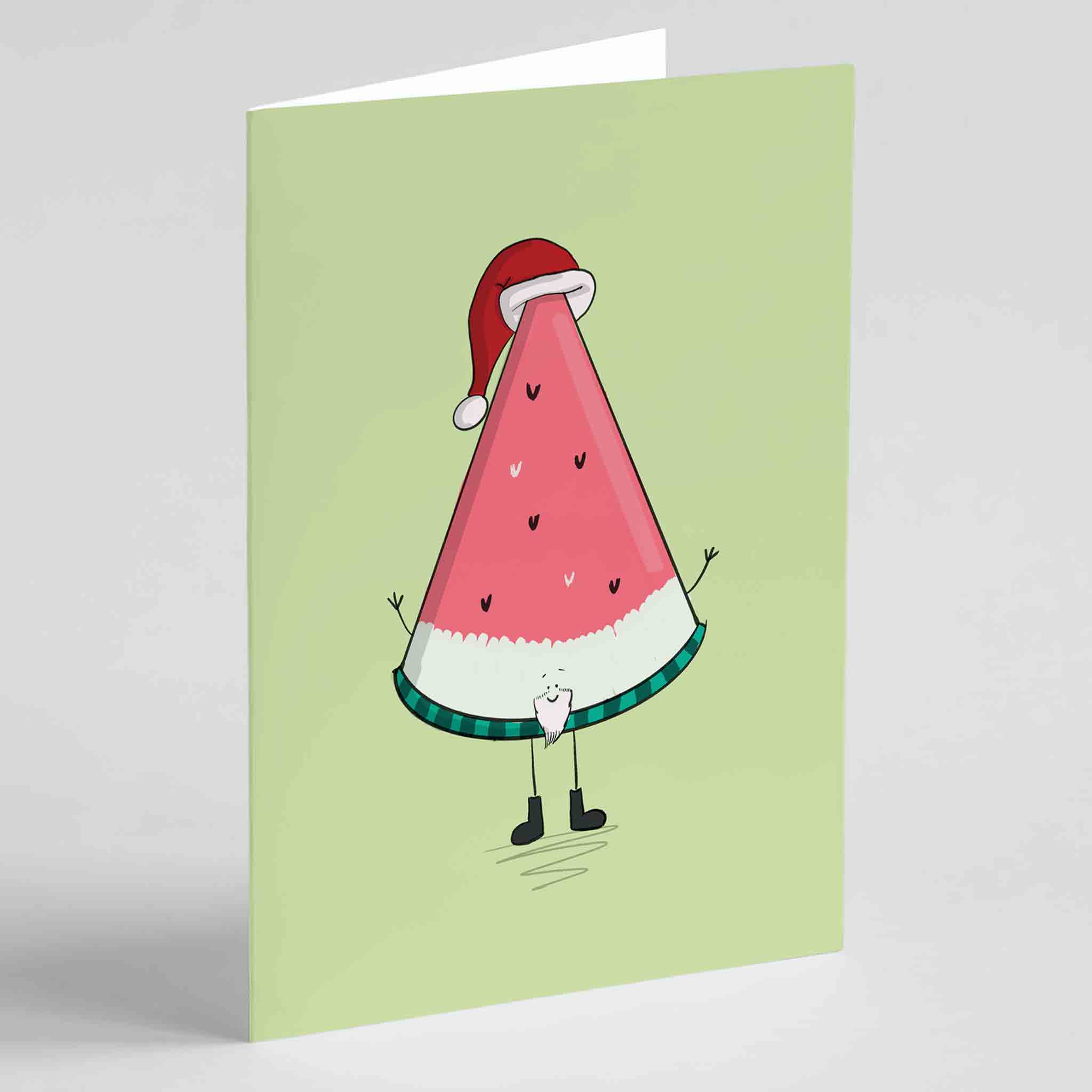 Santa Watermelon Slice Christmas Greeting Card - Richard Darani