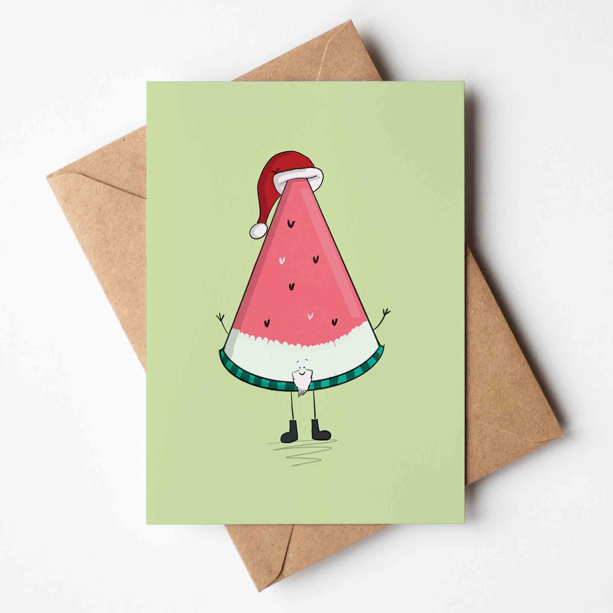 Santa Watermelon Slice Christmas Greeting Card - Richard DaraniGreeting & Note Cards