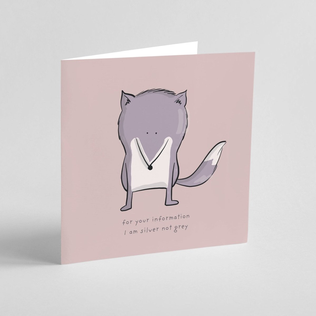 Silver Not Grey fox birthday card with cute humor for silver foxes