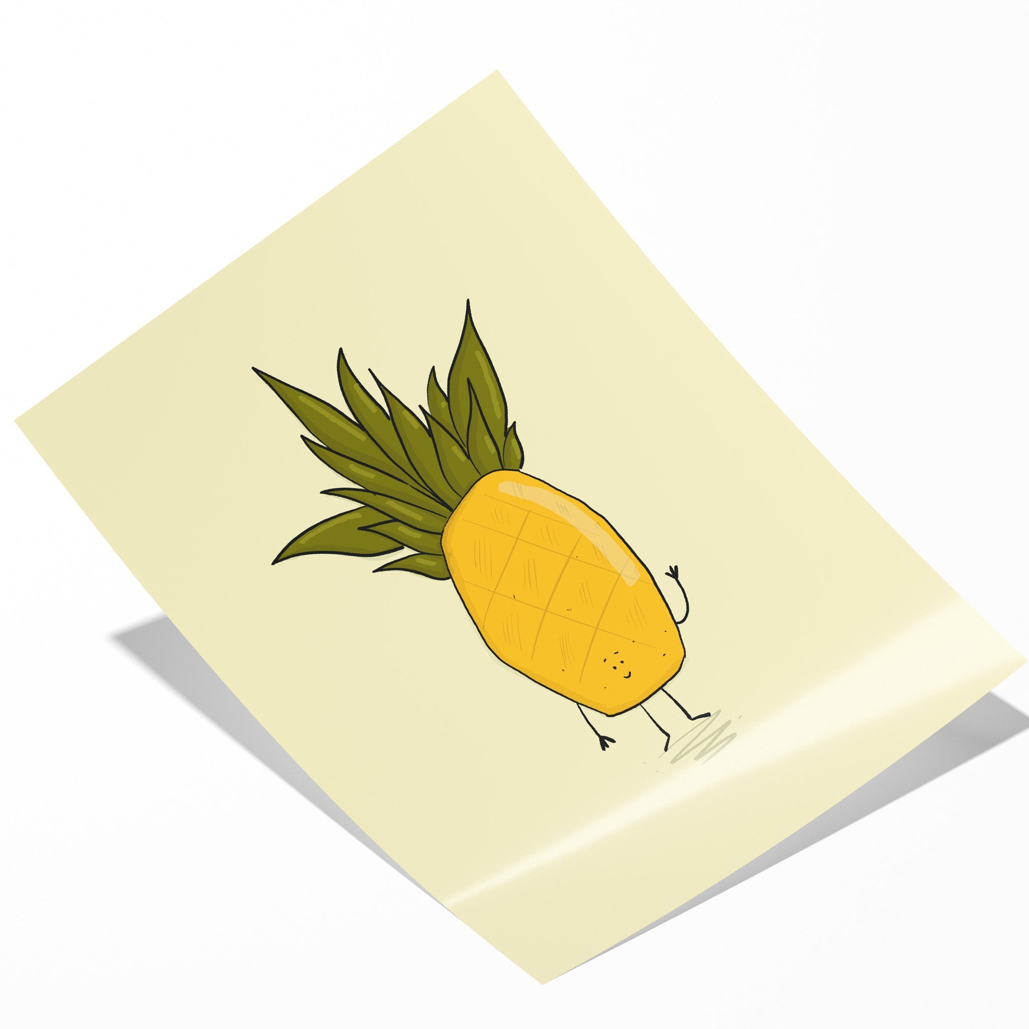 Waving Pineapple – Fun Fruit Art Print - Richard DaraniPosters, Prints, & Visual Artwork