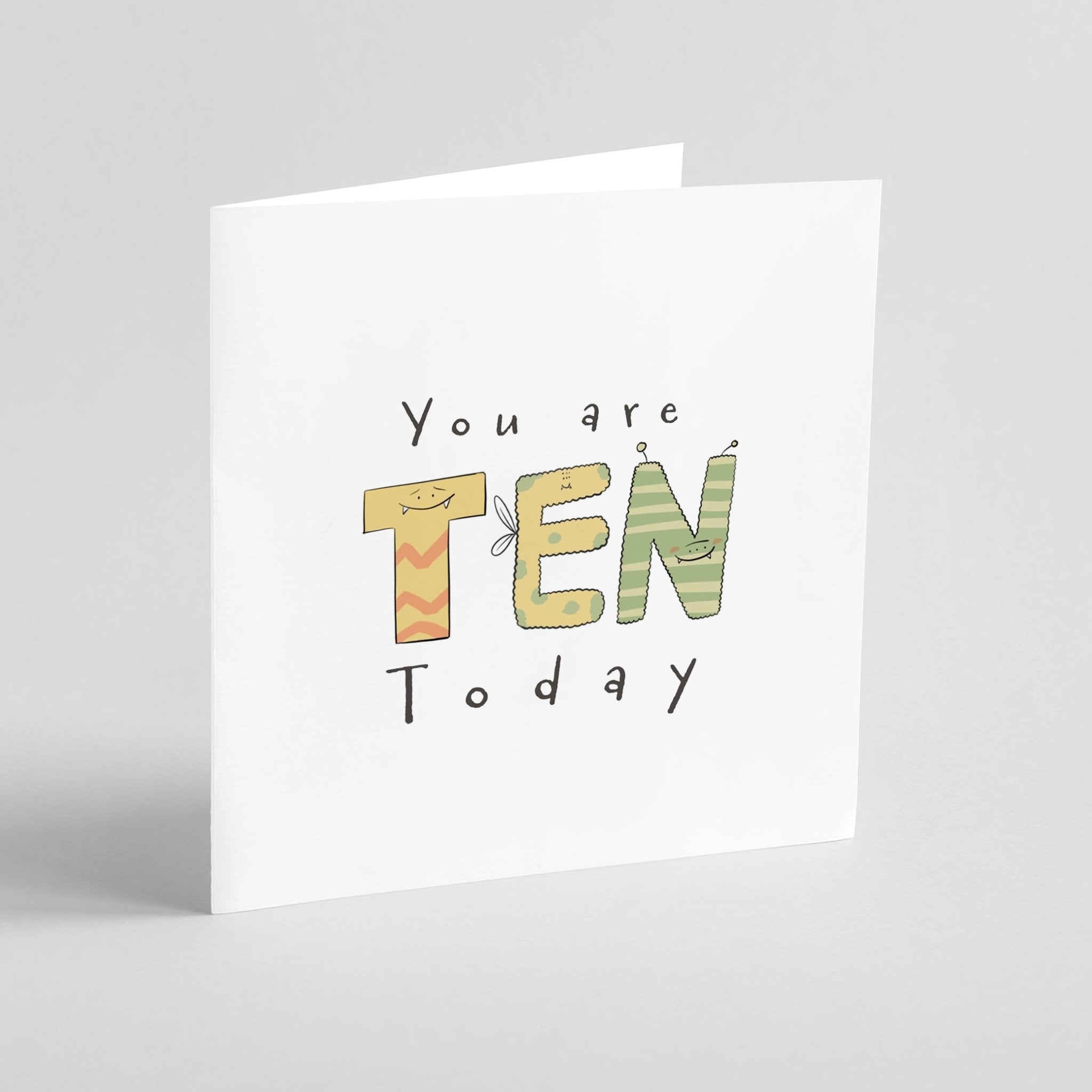 Greeting card with 'You are TEN Today' text on a white background