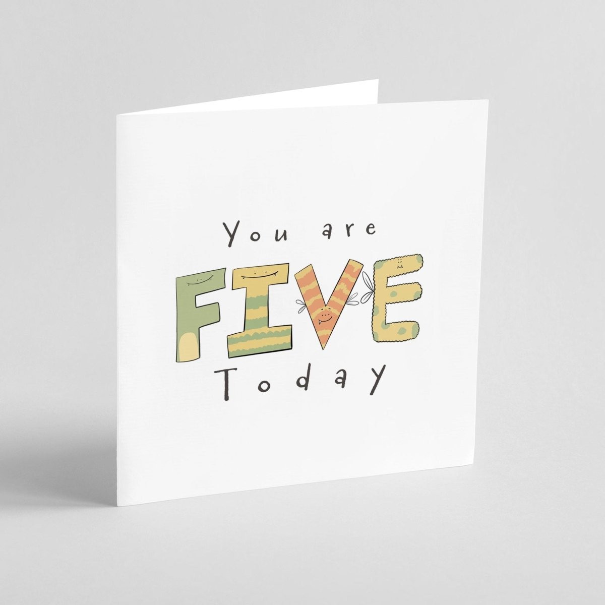 Greeting card with 'You are FIVE Today' text on a white background
