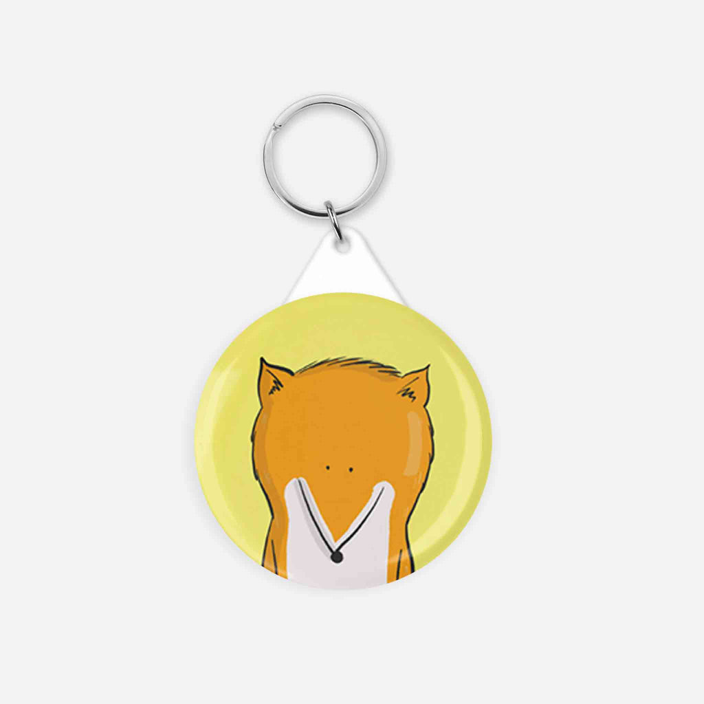 Charming Fox Cute Keyring/Keychain designed by Richard Darani, featuring a whimsical fox illustration, ideal for adding personality to keys and bags.