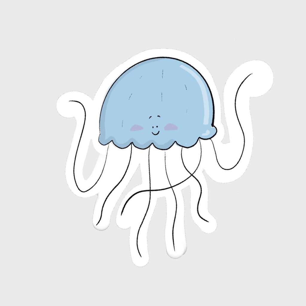 "High-quality vinyl sticker featuring a captivating jellyfish design, ideal for personalizing laptops, notebooks, and water bottles with oceanic charm."