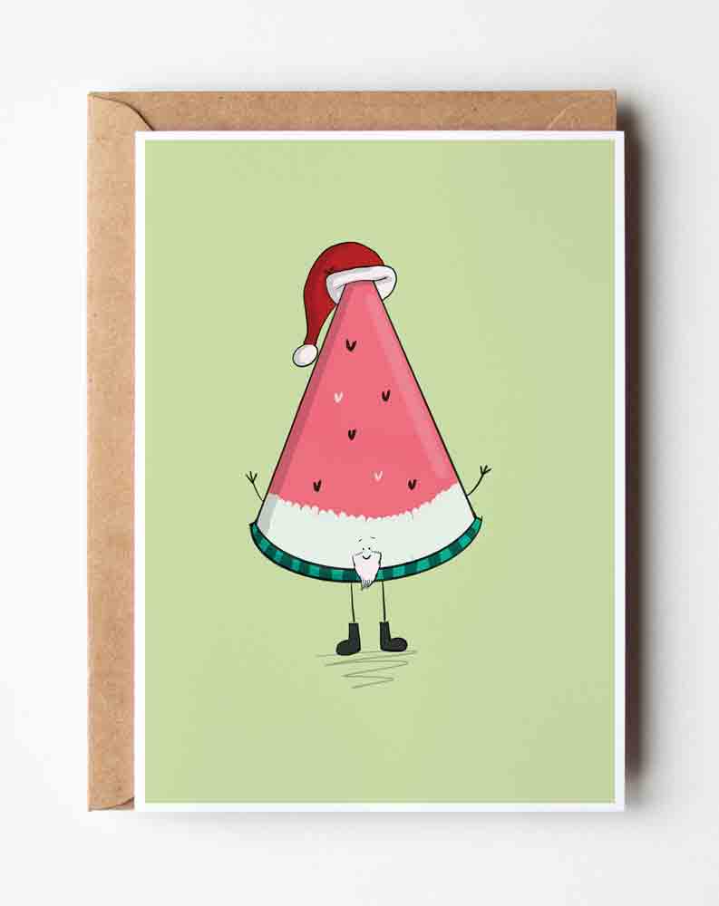 Watermelon Santa Christmas Card Richard Darani Greeting & Note Cards Watermelon Santa Christmas Card - Richard Darani